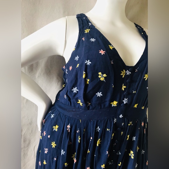 Torrid navy floral challis button maxi dress size 1 - Picture 5 of 16